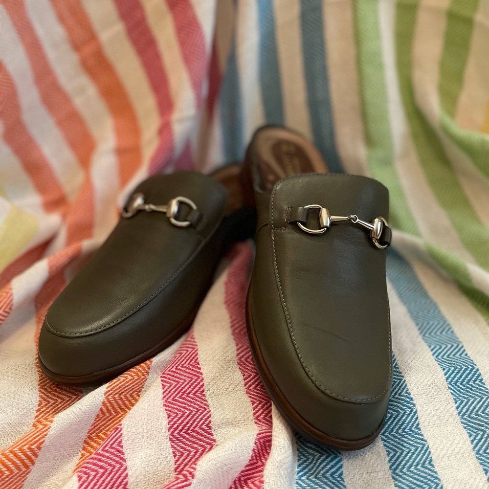 NWOT Olive green Mules